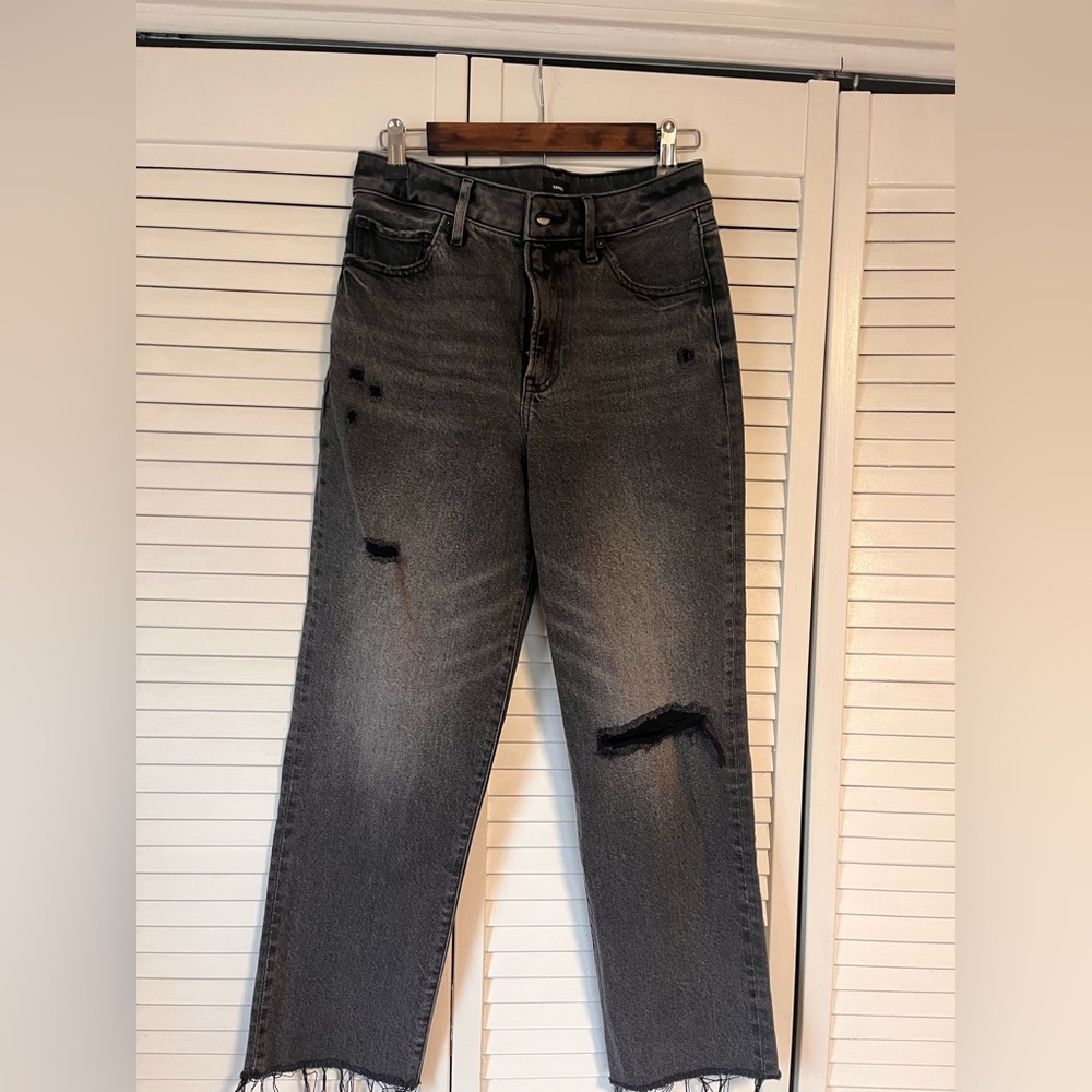 Express Black Distressed Ankle Women Jeans